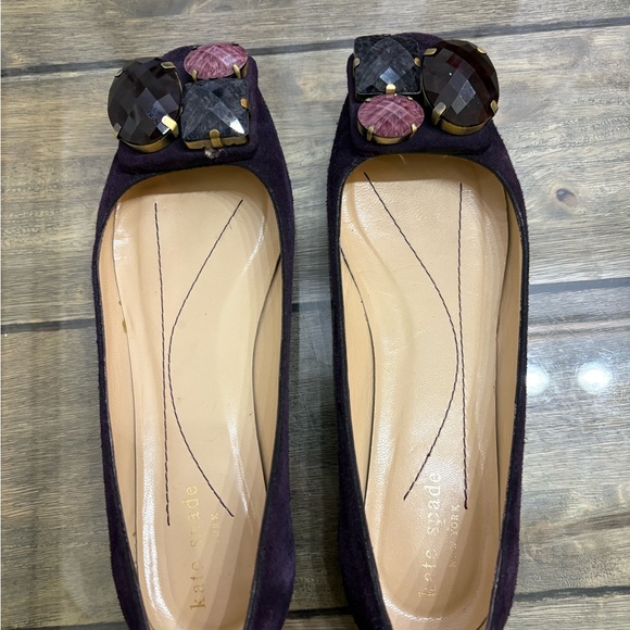 Kate Spade Dark Purple Embellished Flats - Picture 2 of 7